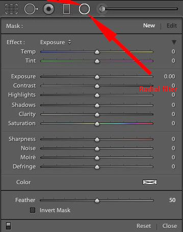 retouching with radial filters