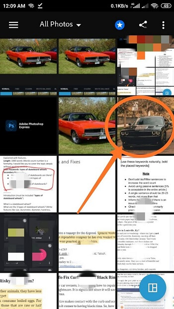 Open The Image to Edit Car Photos On Andriod