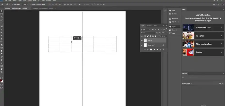 Insert Table in Photoshop