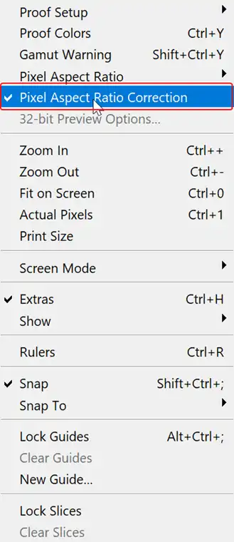 Uncheck the Pixel Aspect Ratio Correction Option