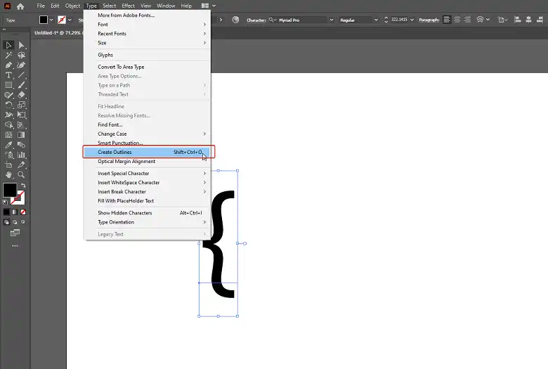 How to Draw Horizontal Curly Brace in Adobe Illustrator?