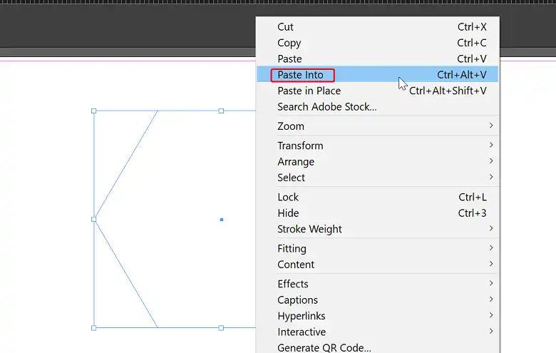 shape and select Paste Into