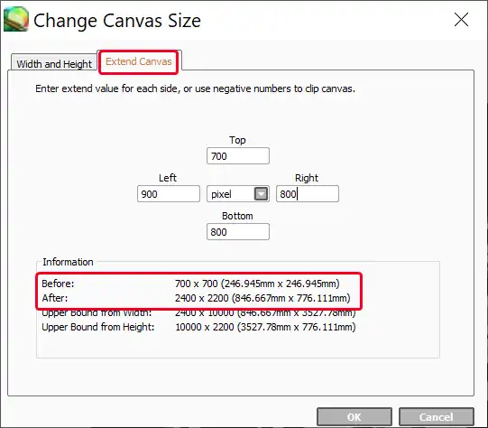 Change Canvas Size