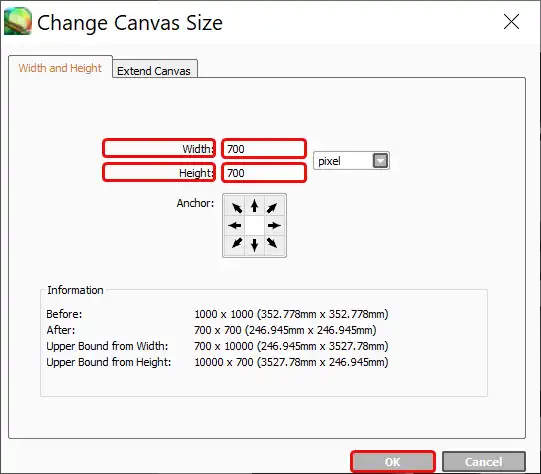 Put Your Desired Height and Width Length